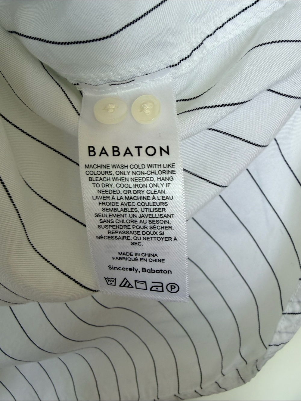 BABATON ARITIZIA Utility Shirt Relaxed Drapey Twill Button Up Stripes Medium - Picture 7 of 8